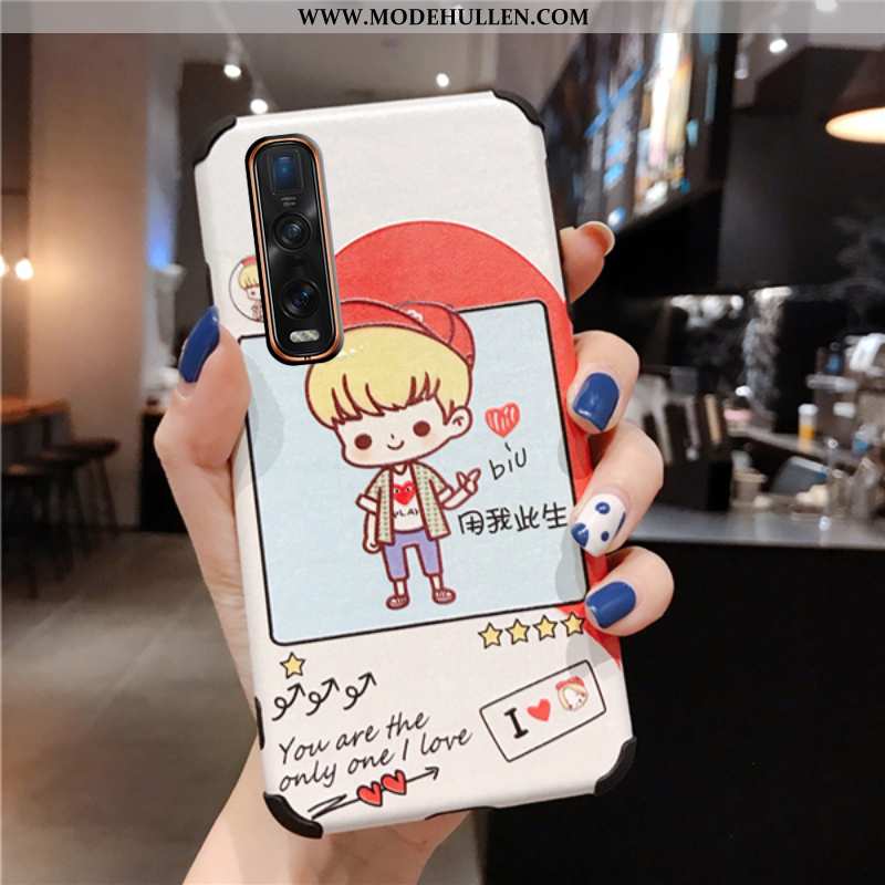 Hülle Oppo Find X2 Pro Schutz Mode Liebhaber Karikatur Weiß Case Weiße