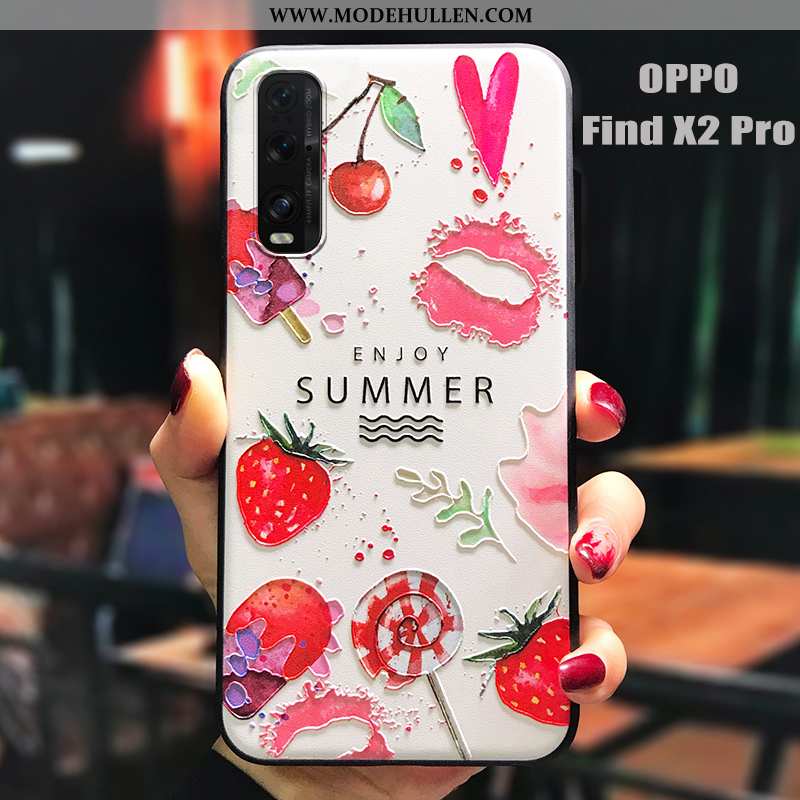 Hülle Oppo Find X2 Pro Weiche Silikon Nubuck Anti-sturz Persönlichkeit Kreativ Mini Rote