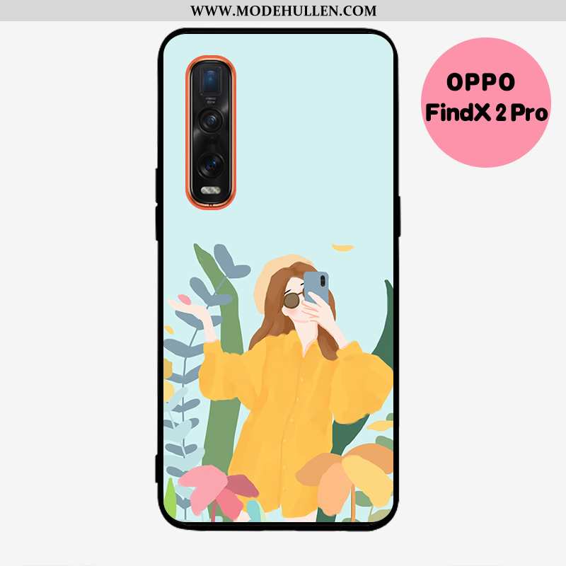 Hülle Oppo Find X2 Pro Weiche Silikon Nubuck Mini Wind Grün Handy