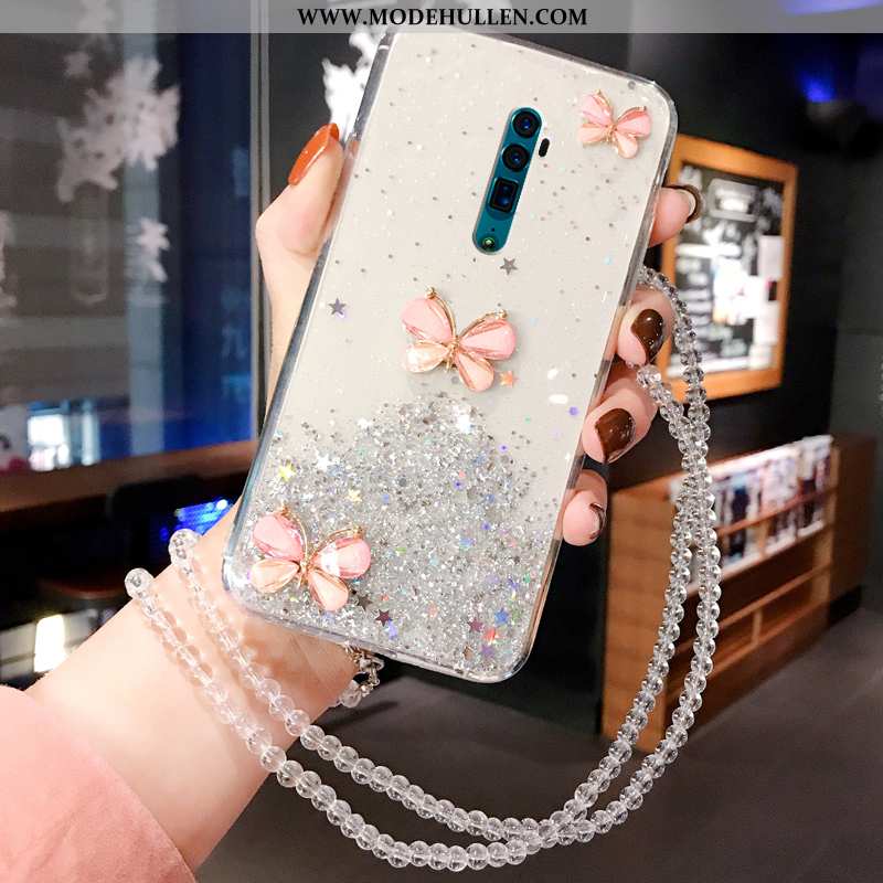 Hülle Oppo Reno 10x Zoom Transparent Strasssteinen Case Schutz Schmetterling Persönlichkeit Handy We