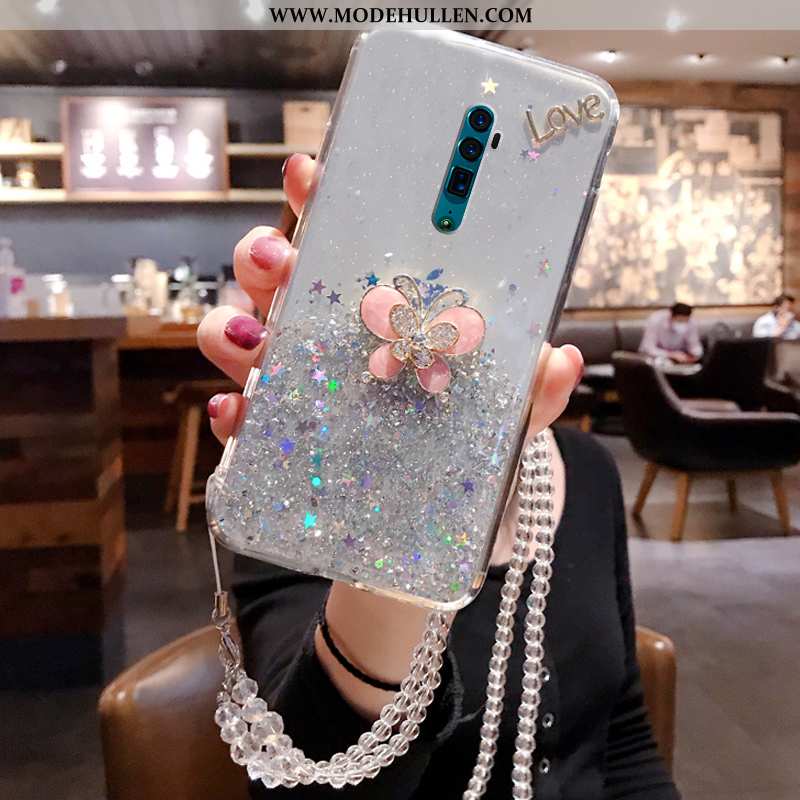 Hülle Oppo Reno 10x Zoom Transparent Strasssteinen Case Schutz Schmetterling Persönlichkeit Handy We