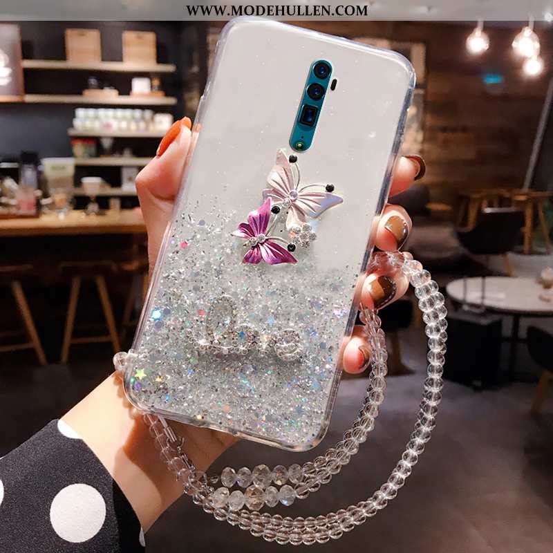 Hülle Oppo Reno 10x Zoom Transparent Strasssteinen Case Schutz Schmetterling Persönlichkeit Handy We