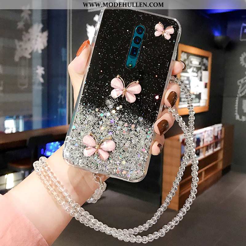 Hülle Oppo Reno 10x Zoom Transparent Strasssteinen Case Schutz Schmetterling Persönlichkeit Handy We