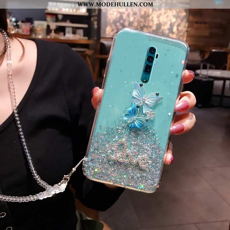 Hülle Oppo Reno 10x Zoom Transparent Strasssteinen Case Schutz Schmetterling Persönlichkeit Handy We