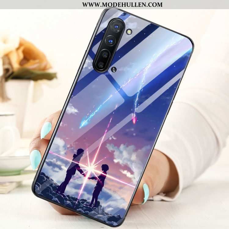 Hülle Oppo Reno 3 Glas Case Blau Handy