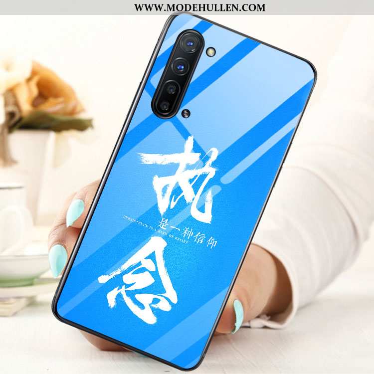 Hülle Oppo Reno 3 Glas Case Blau Handy