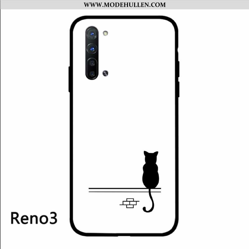 Hülle Oppo Reno 3 Glas Persönlichkeit Einfach Schwarz Weiß Nette Weiße