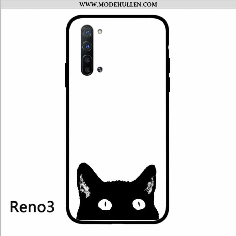 Hülle Oppo Reno 3 Glas Persönlichkeit Einfach Schwarz Weiß Nette Weiße