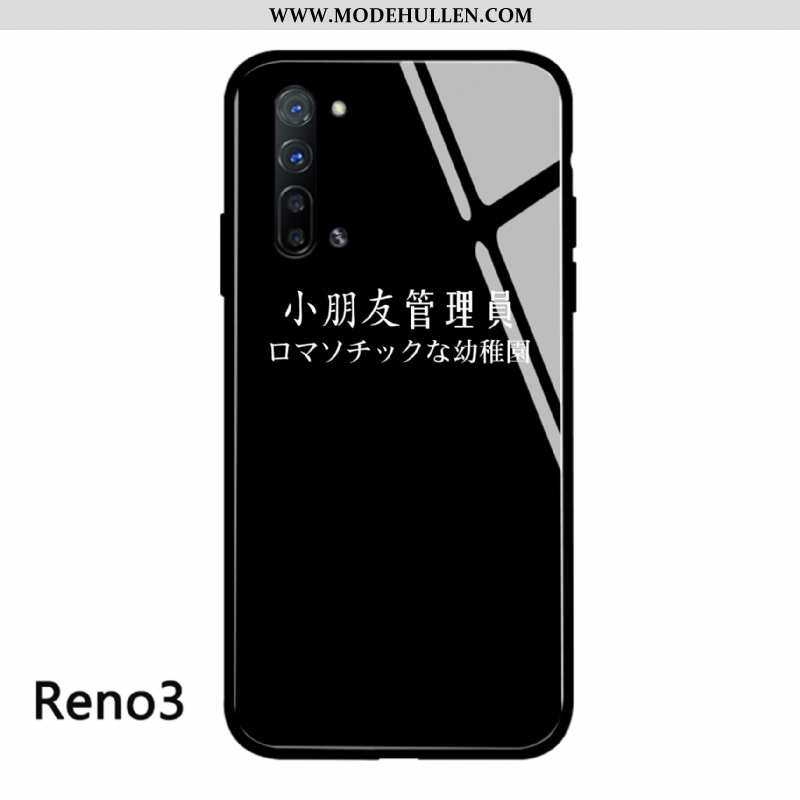 Hülle Oppo Reno 3 Glas Persönlichkeit Handy Case Schutz Liebhaber Schwarz