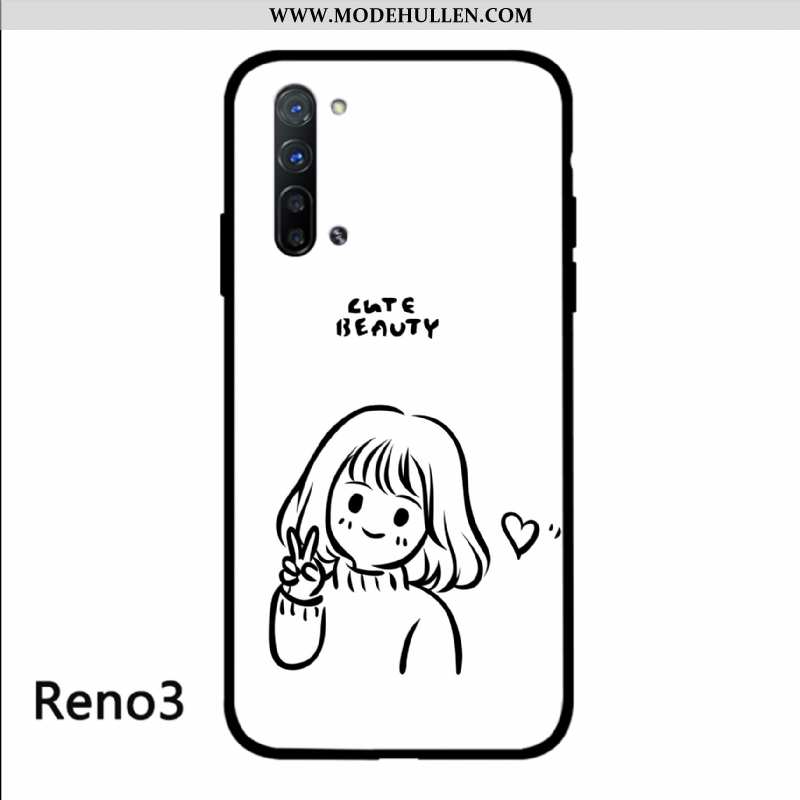 Hülle Oppo Reno 3 Glas Persönlichkeit Netto Rot Kreativ Schutz Kunst Weiße