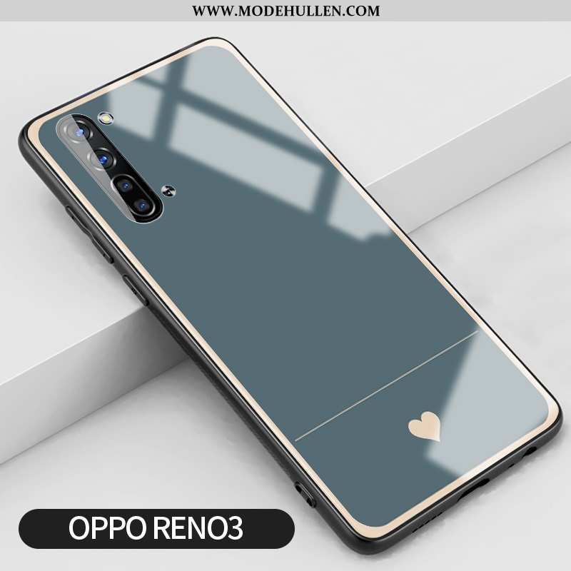 Hülle Oppo Reno 3 Glas Silikon Frisch Liebe Spiegel Case Mini Grau