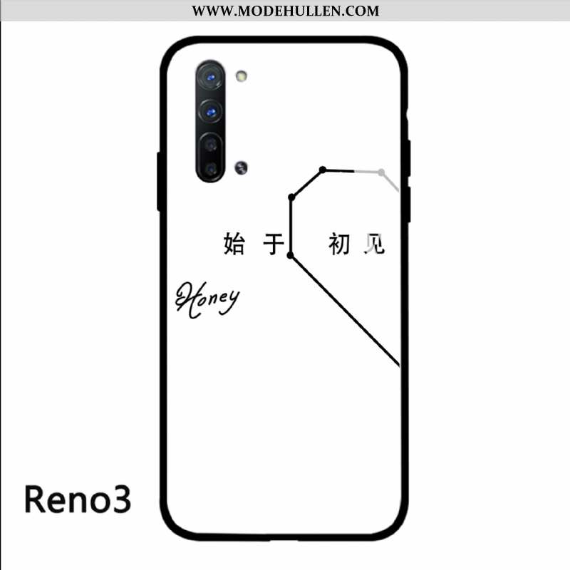 Hülle Oppo Reno 3 Glas Trend Case Einfach Weiß Kunst Weiße