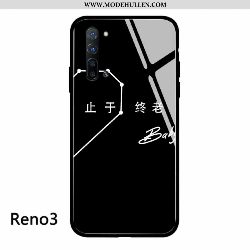 Hülle Oppo Reno 3 Glas Trend Case Einfach Weiß Kunst Weiße