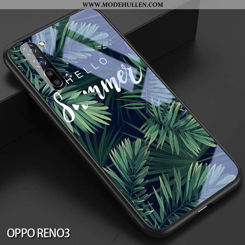 Hülle Oppo Reno 3 Kreativ Silikon Grün Glas Netto Rot Einfach