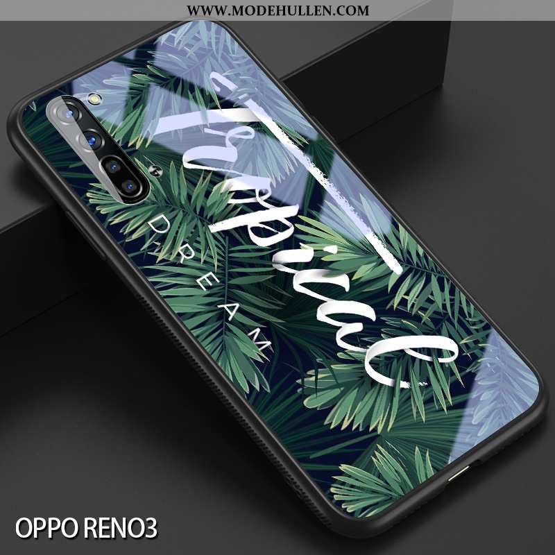 Hülle Oppo Reno 3 Kreativ Silikon Grün Glas Netto Rot Einfach