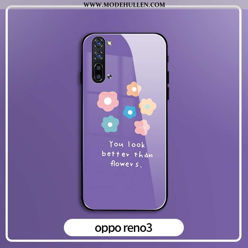 Hülle Oppo Reno 3 Kreativ Silikon Licht Handy Schutz Anti-sturz Lila