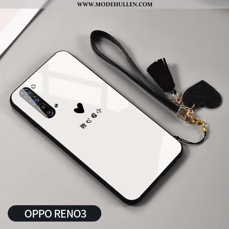 Hülle Oppo Reno 3 Persönlichkeit Kreativ Herz Silikon Mode Wind Case Schwarz