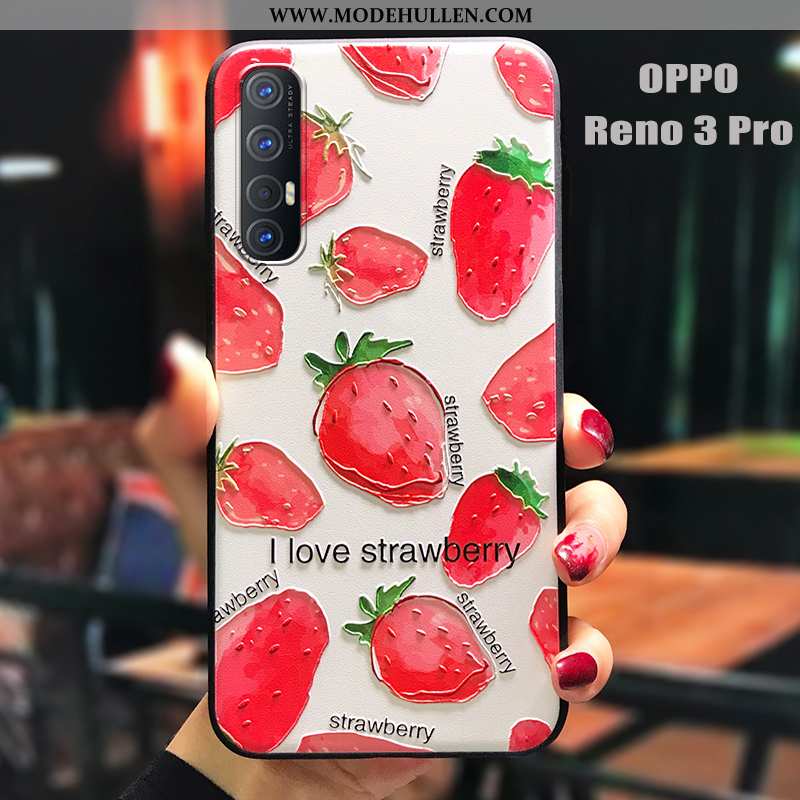 Hülle Oppo Reno 3 Pro Persönlichkeit Weiche Silikon Dünne Nubuck Rot Case Rote