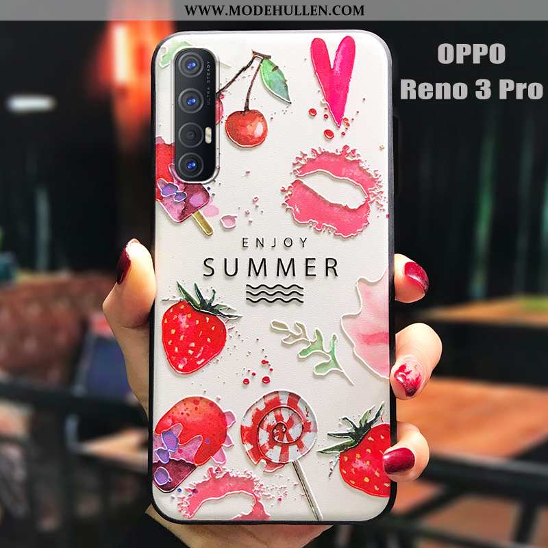 Hülle Oppo Reno 3 Pro Persönlichkeit Weiche Silikon Dünne Nubuck Rot Case Rote
