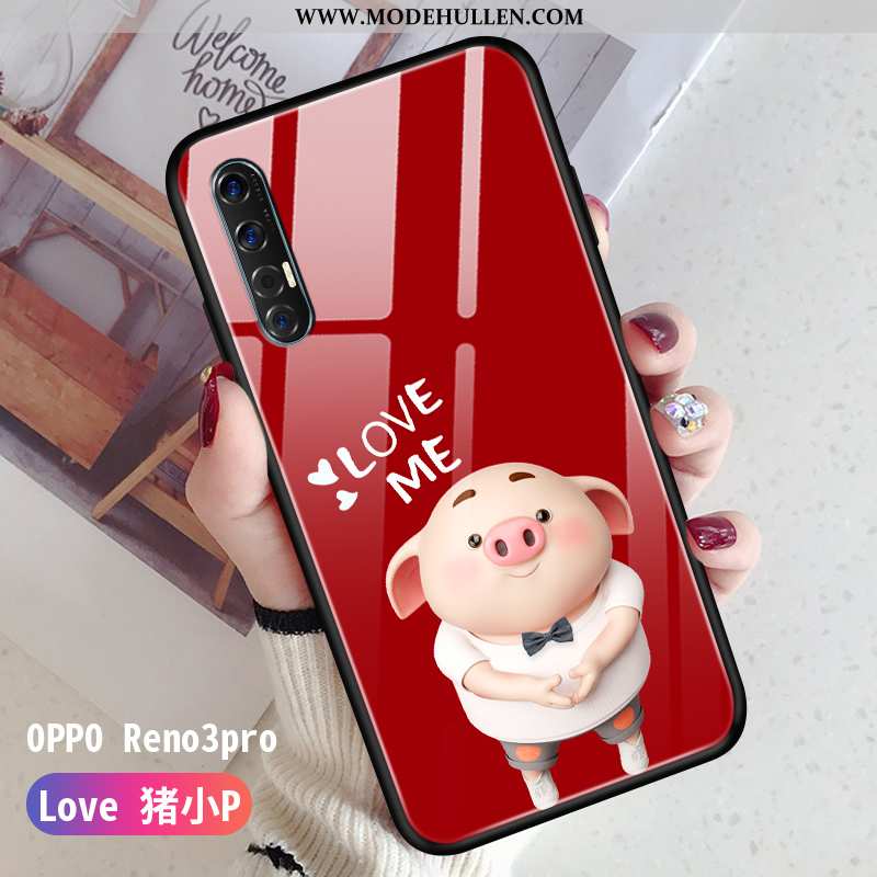 Hülle Oppo Reno 3 Pro Schutz Glas Karikatur Persönlichkeit Schwer Weiche Grün