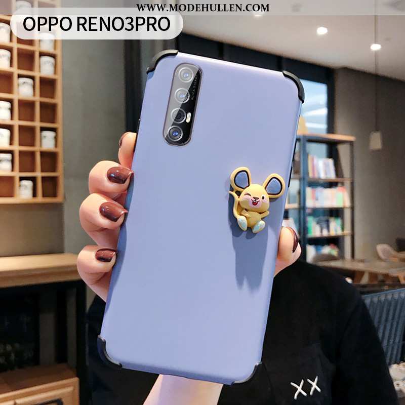 Hülle Oppo Reno 3 Pro Schutz Nubuck Netto Rot Silikon Blau Mini