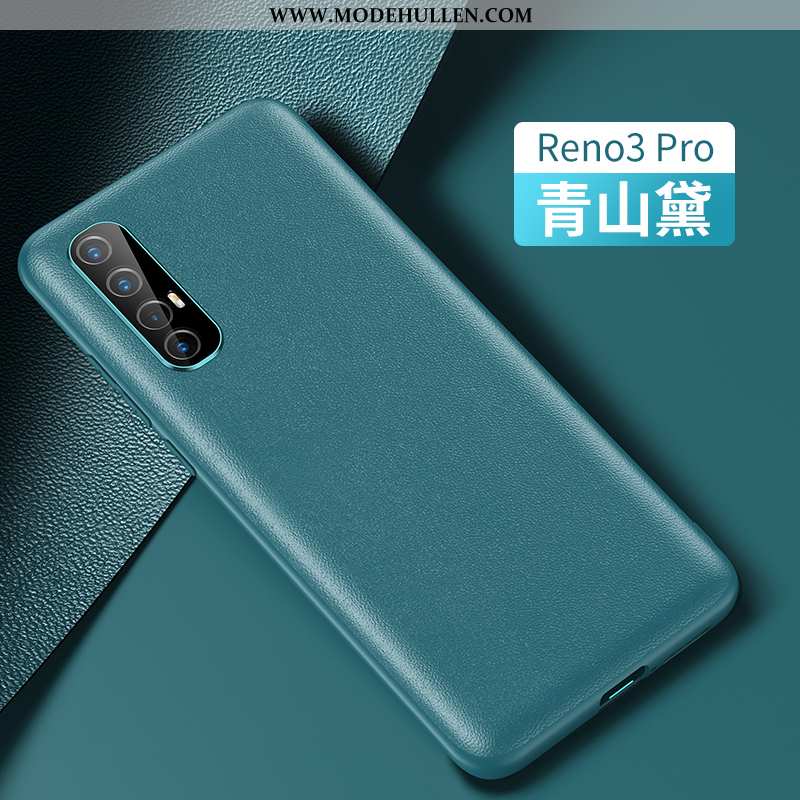 Hülle Oppo Reno 3 Pro Super Dünne Case Leder Kreativ Handy Echt Leder Schwarz