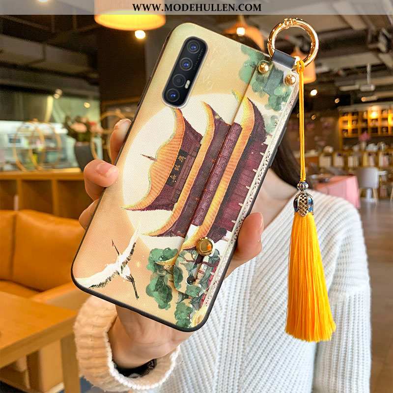 Hülle Oppo Reno 3 Pro Weiche Wind Rot Handy Quaste Rote