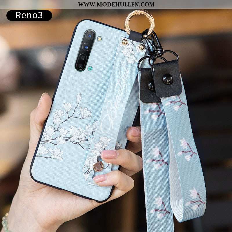 Hülle Oppo Reno 3 Schutz Nubuck Blau Persönlichkeit Kreativ Mini Handy