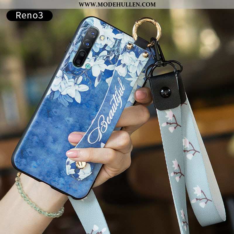 Hülle Oppo Reno 3 Schutz Nubuck Blau Persönlichkeit Kreativ Mini Handy