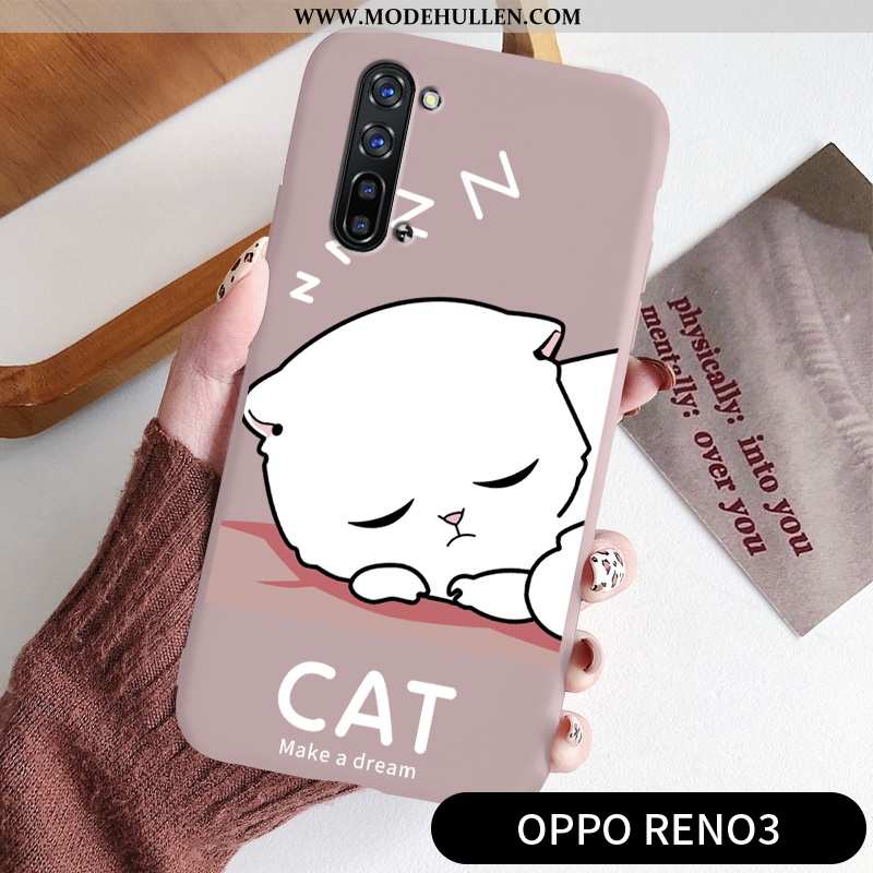 Hülle Oppo Reno 3 Silikon Schutz Liebhaber Katzen Weiche Case Nette Rosa