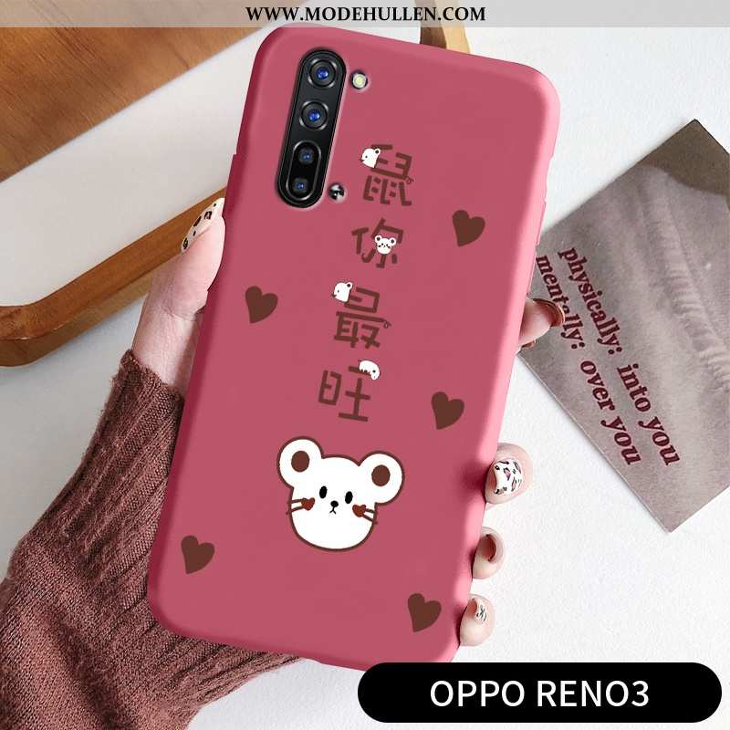 Hülle Oppo Reno 3 Weiche Dünne Nette Persönlichkeit Schutz Mini Anti-sturz Rote