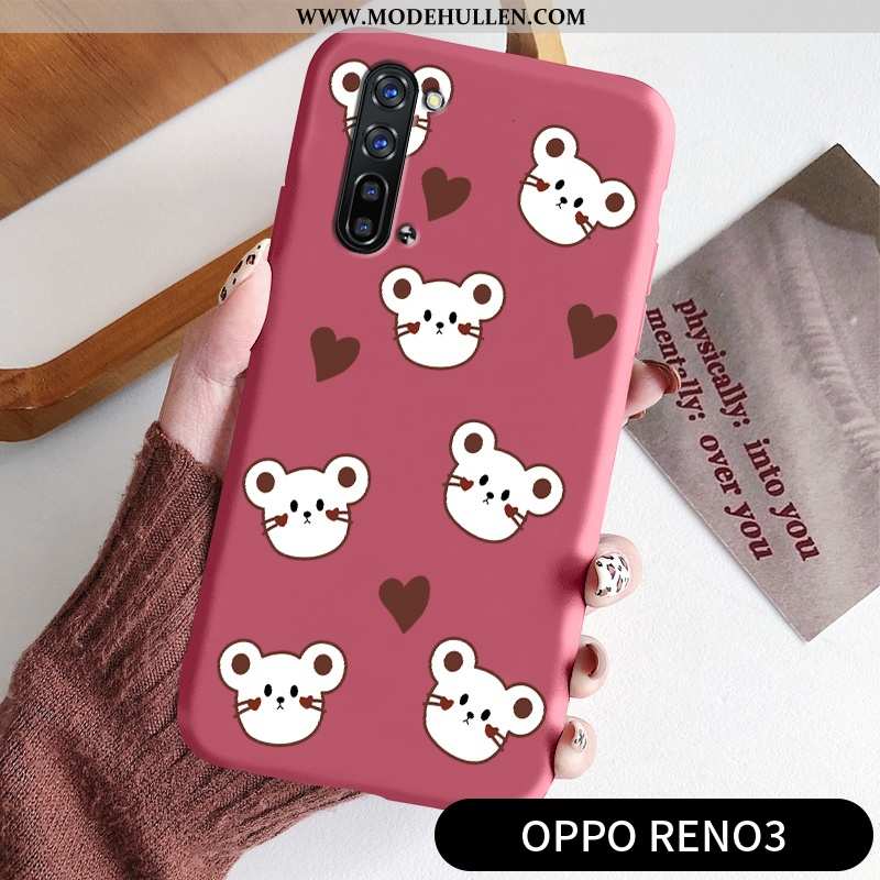 Hülle Oppo Reno 3 Weiche Dünne Nette Persönlichkeit Schutz Mini Anti-sturz Rote