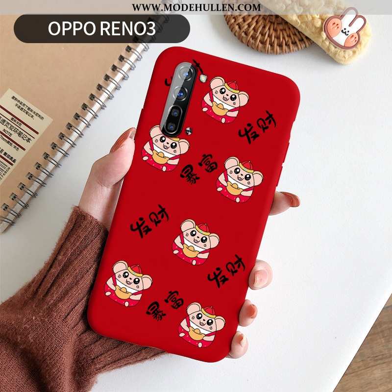 Hülle Oppo Reno 3 Weiche Silikon Karikatur Liebhaber Anti-sturz Kreativ Rote