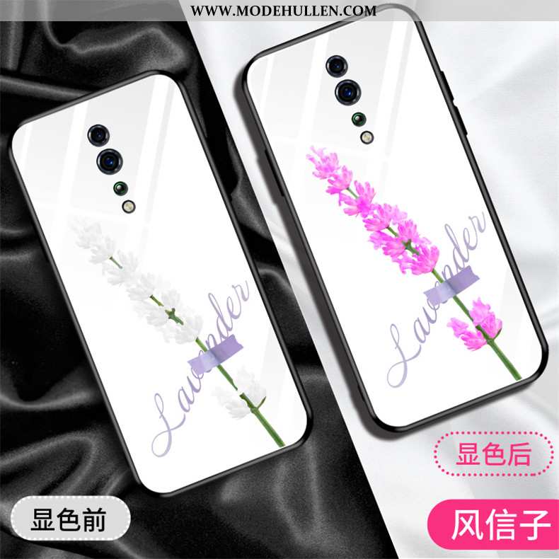 Hülle Oppo Reno Z Glas Hängender Hals Weiß Trend Handy Blumen Weiße