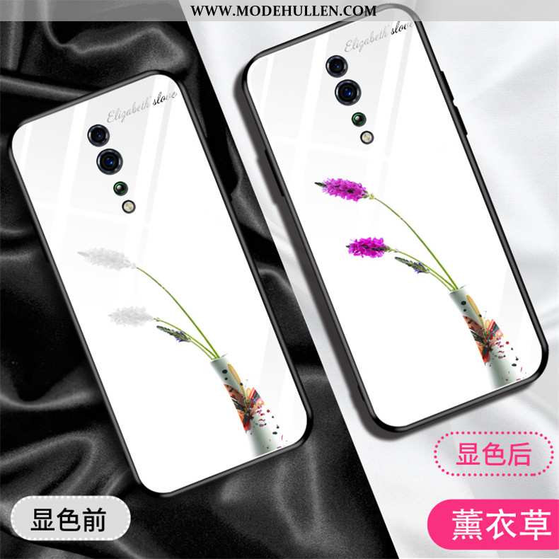 Hülle Oppo Reno Z Glas Hängender Hals Weiß Trend Handy Blumen Weiße