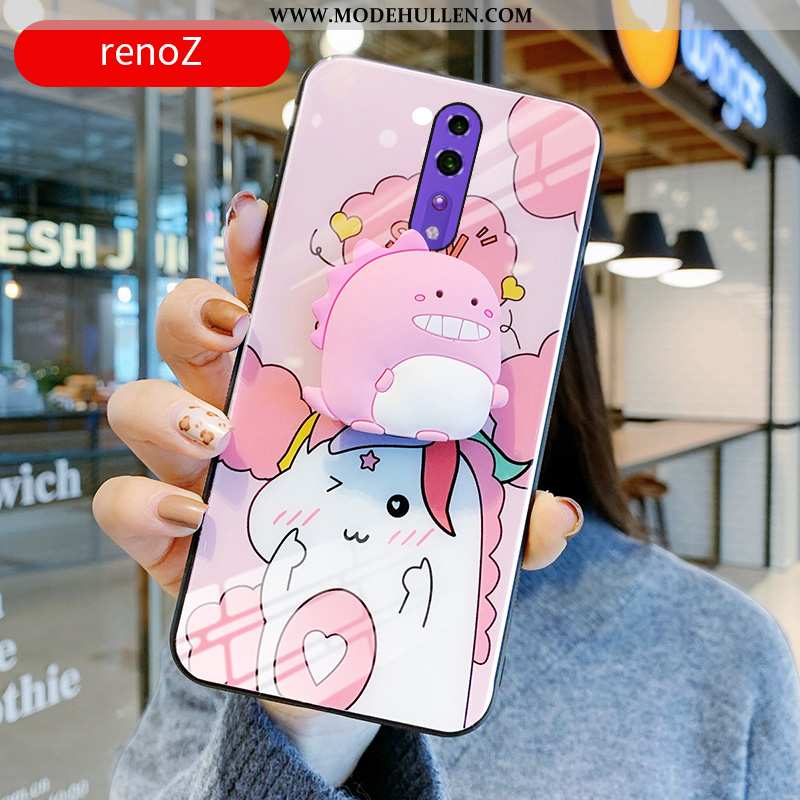 Hülle Oppo Reno Z Persönlichkeit Kreativ Glas Handy Karikatur Drache Grün