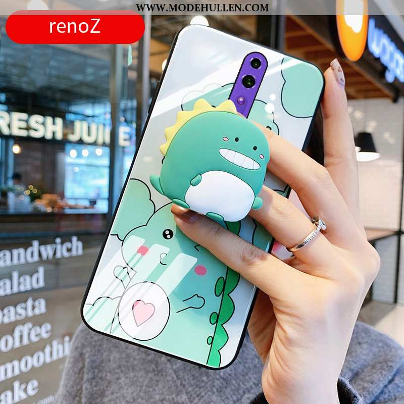 Hülle Oppo Reno Z Persönlichkeit Kreativ Glas Handy Karikatur Drache Grün