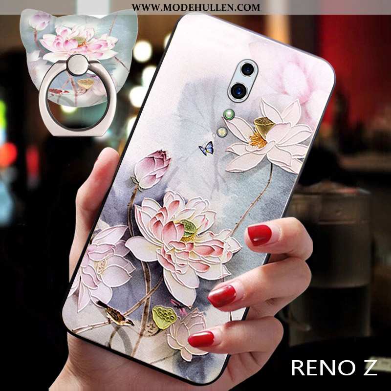 Hülle Oppo Reno Z Trend Weiche Chinesische Art Silikon Case Nubuck Blau