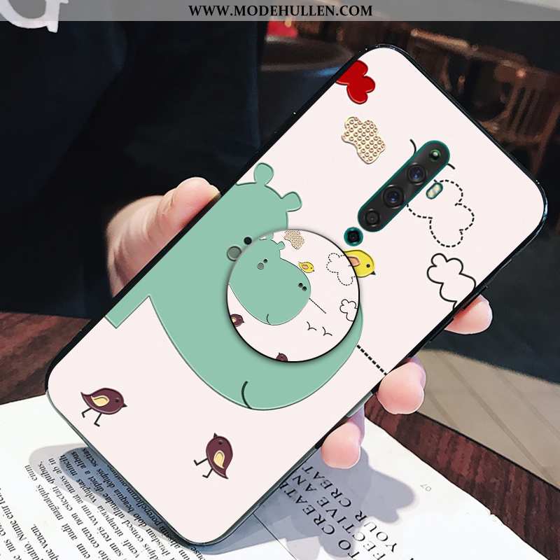 Hülle Oppo Reno2 Karikatur Weiche Halterung Handy Tier Frisch Dünne Rosa