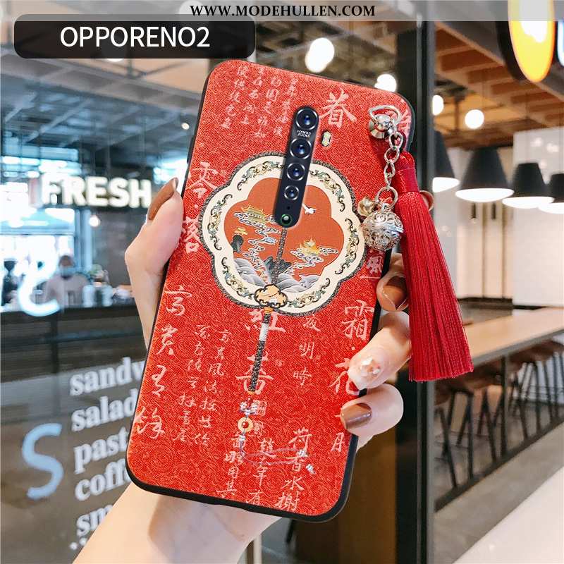 Hülle Oppo Reno2 Kreativ Retro Handy Schutz Rosa Rot Neu