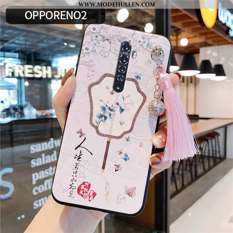 Hülle Oppo Reno2 Kreativ Retro Handy Schutz Rosa Rot Neu