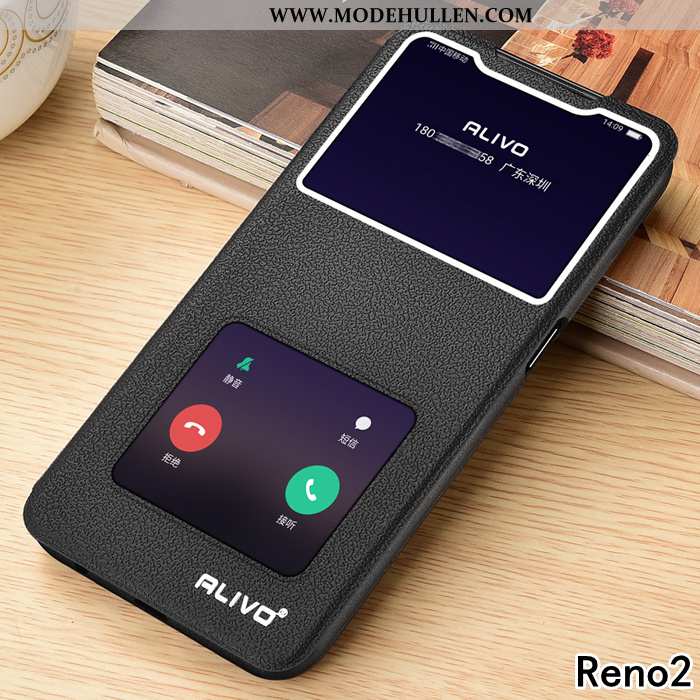 Hülle Oppo Reno2 Lederhülle Weiche Alles Inklusive Clamshell Schutz Handy Anti-sturz Braun