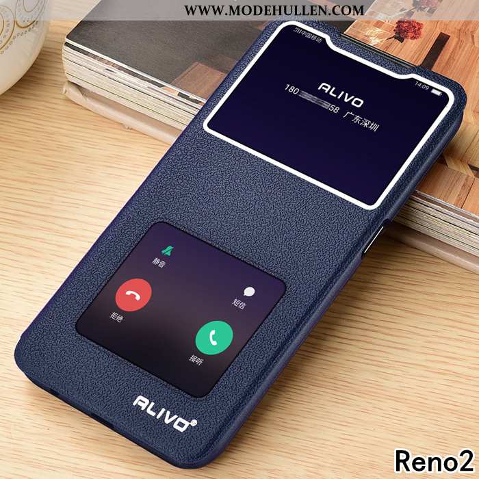 Hülle Oppo Reno2 Lederhülle Weiche Alles Inklusive Clamshell Schutz Handy Anti-sturz Braun