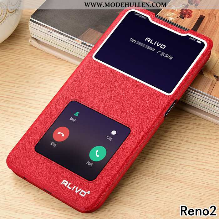 Hülle Oppo Reno2 Lederhülle Weiche Alles Inklusive Clamshell Schutz Handy Anti-sturz Braun