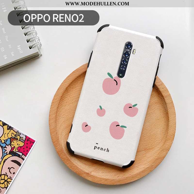 Hülle Oppo Reno2 Muster Silikon Lederhülle Weiß Nette Zitrone Handy Weiße