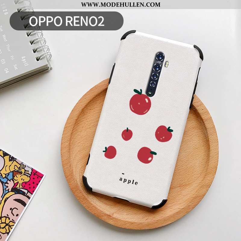 Hülle Oppo Reno2 Muster Silikon Lederhülle Weiß Nette Zitrone Handy Weiße