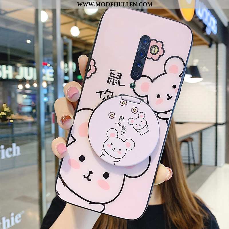 Hülle Oppo Reno2 Schutz Glas Einfassung Trend Handy Case Halterung Grün