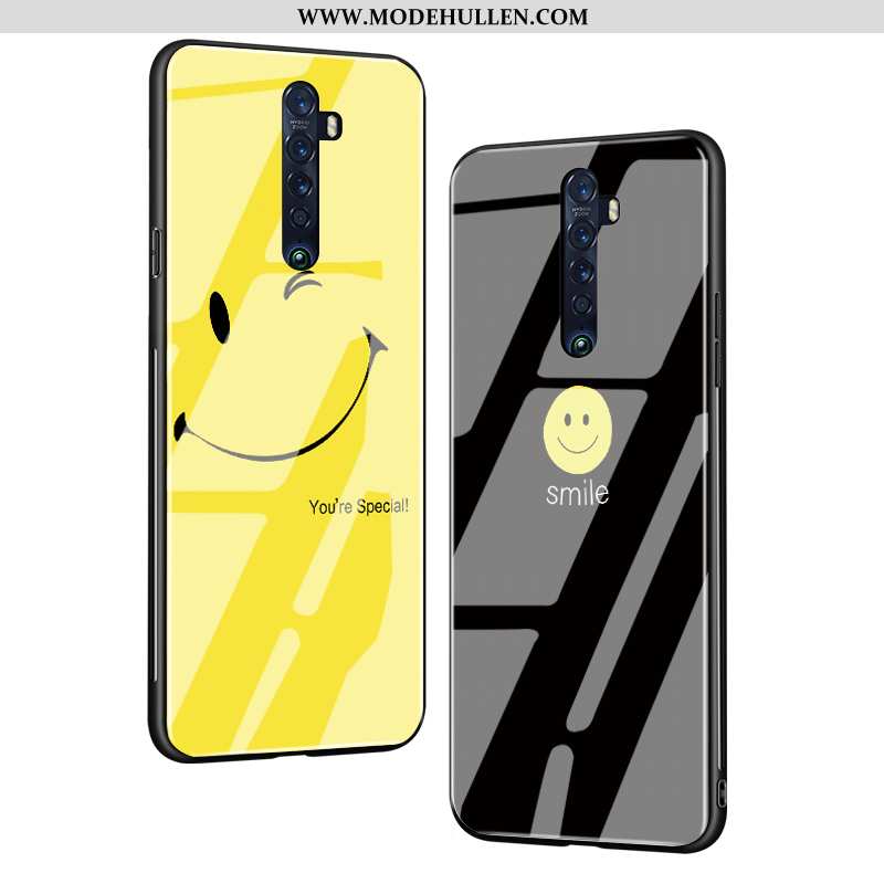 Hülle Oppo Reno2 Schutz Glas Silikon Anti-sturz Netto Rot Smiley Case Gelbe