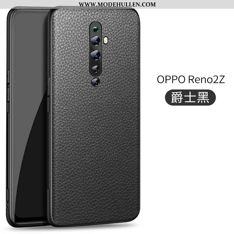 Hülle Oppo Reno2 Z Muster Super Litchi Handy Schwarz Dünne