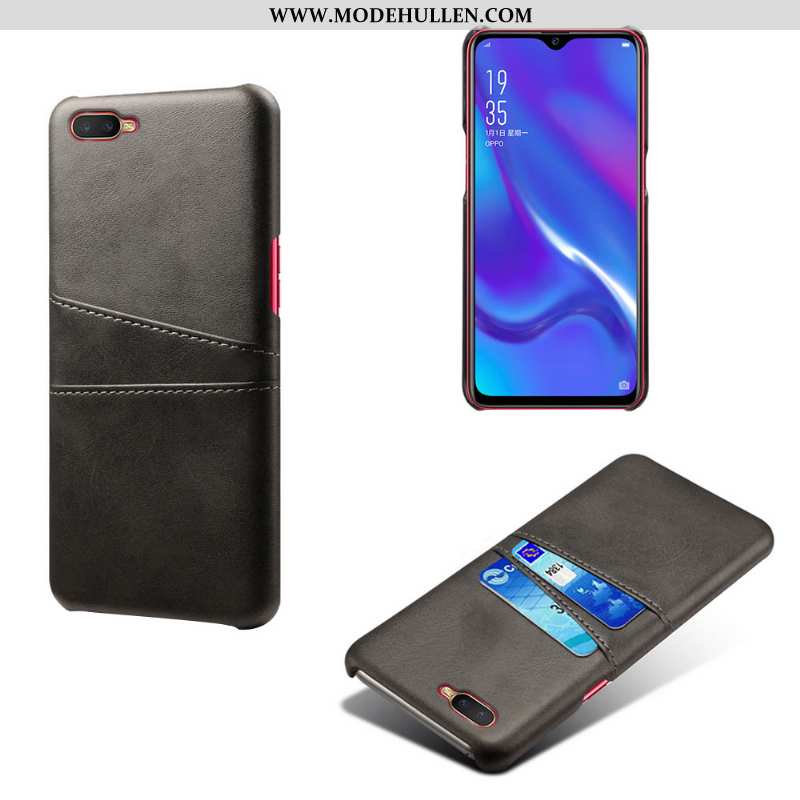 Hülle Oppo Rx17 Neo Leder Schutz Case Karte Handy Grau